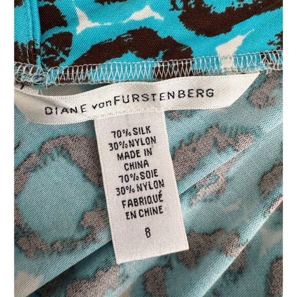 Diane Von Furstenberg Lora Cheetah print silk wrap dress 90s luxury classic teal - Picture 3 of 5